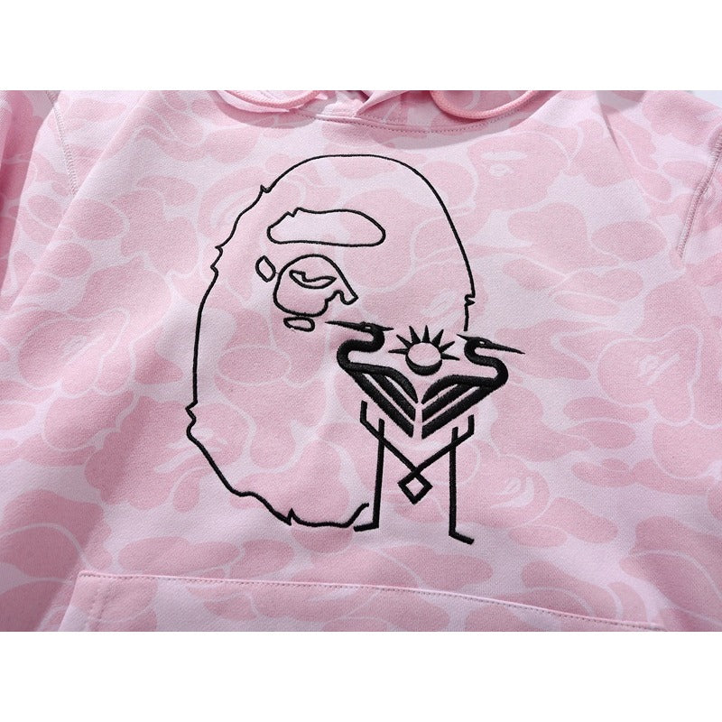 Bathing Shark and ape head print Hoodie Miami Camo Sweater Casual NextBlock