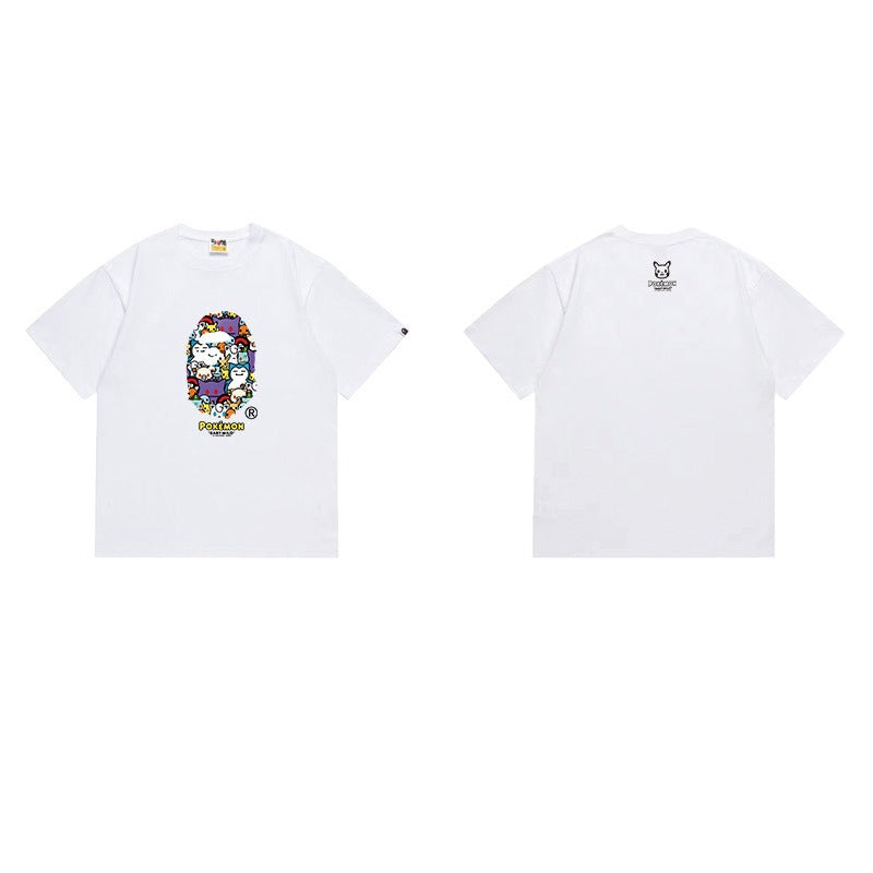 Bathing Shark and ape head print T Shirts NextBlock