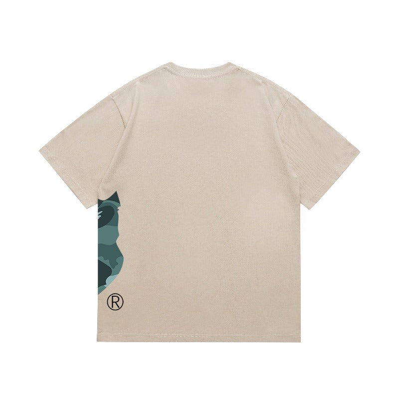 Bathing Shark and ape head print T Shirts NextBlock