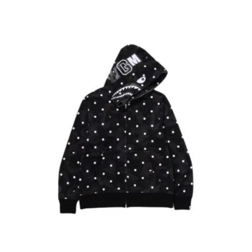 Bathing Shark and ape head print hoode BAPE polka dot black joint autum NextBlock