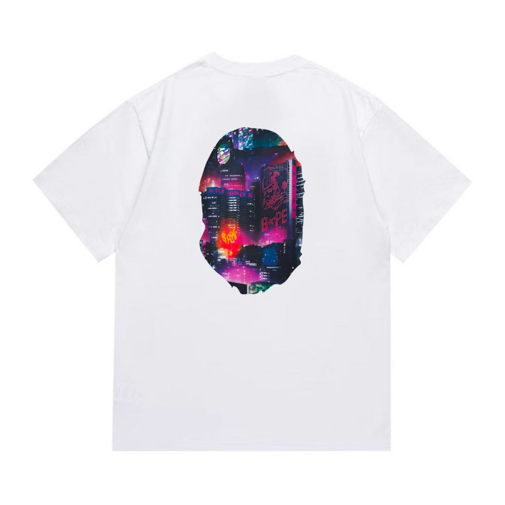 Bathing Shark and ape head print T-Shirt NextBlock
