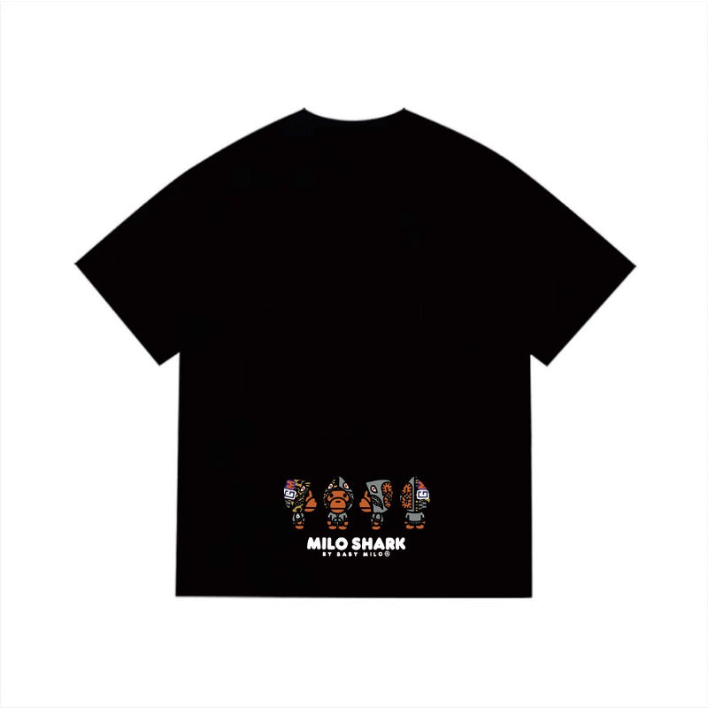 Bathing Shark and ape head print T Shirts NextBlock