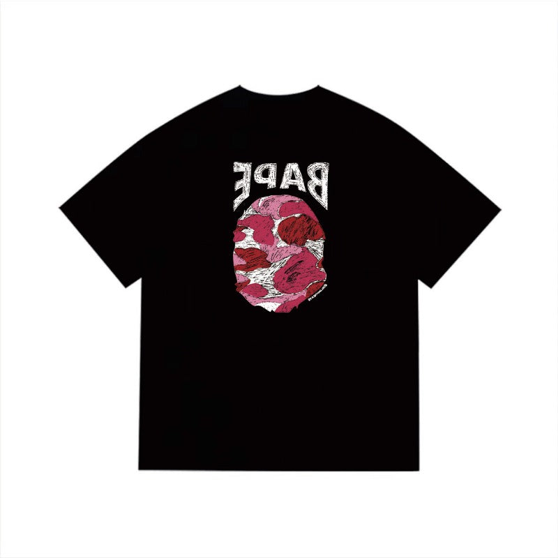 Bathing Shark and ape head print T Shirts NextBlock