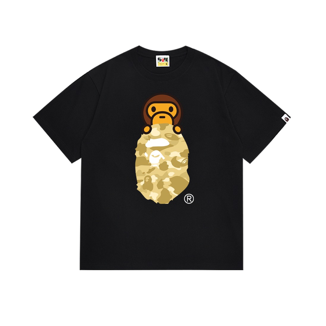 Bathing Shark and ape head print T-Shirt NextBlock