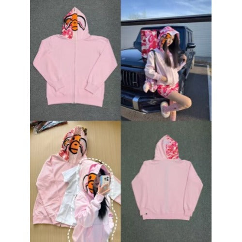Bathing Shark and ape head print hoode BAPE bapexmilo co-branded double hat NextBlock