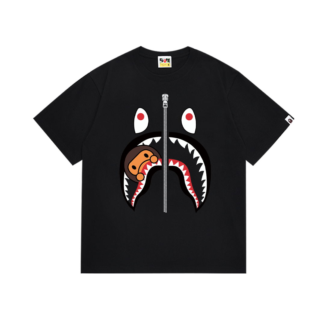 Bathing Shark and ape head print T-Shirt NextBlock