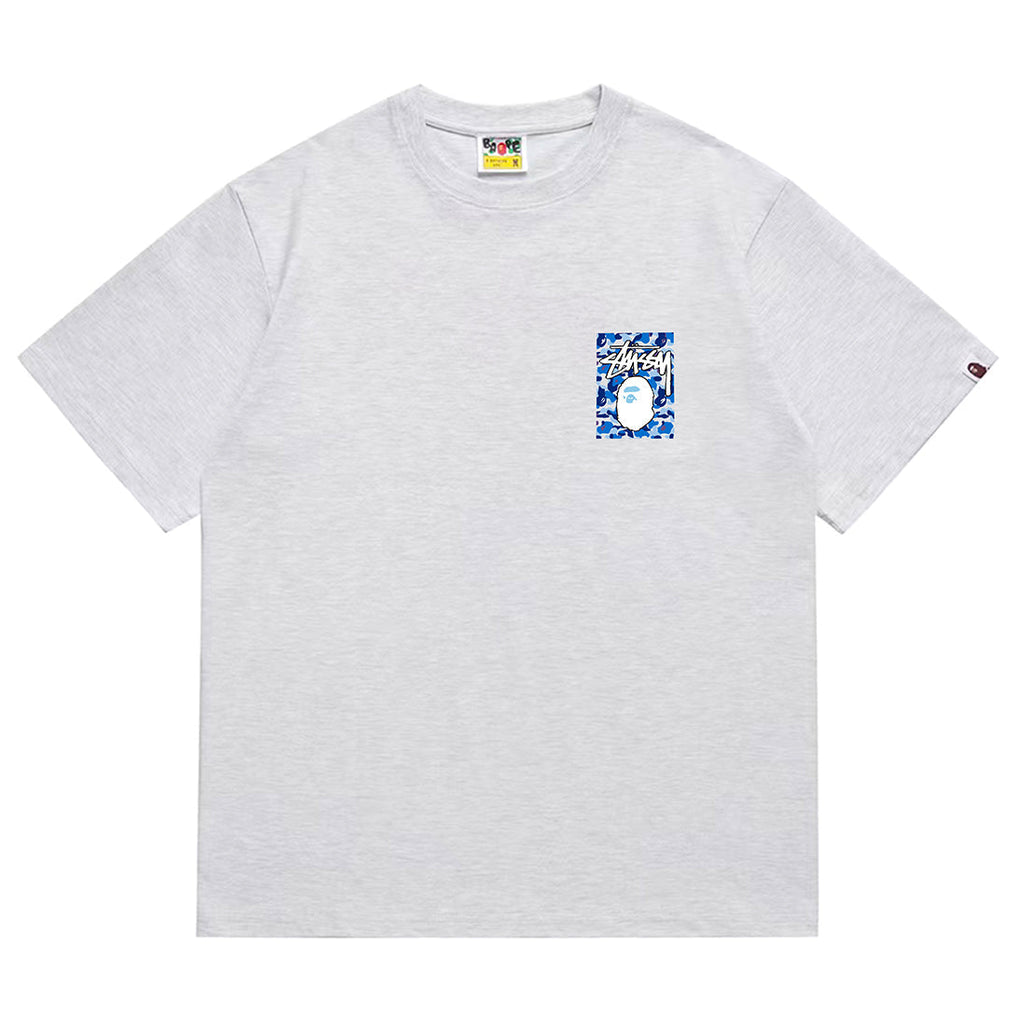Bathing Shark and ape head print T-Shirt NextBlock