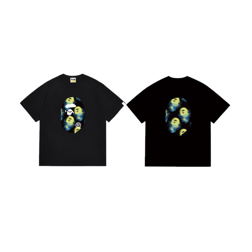 Bathing Shark and ape head print T-Shirt NextBlock