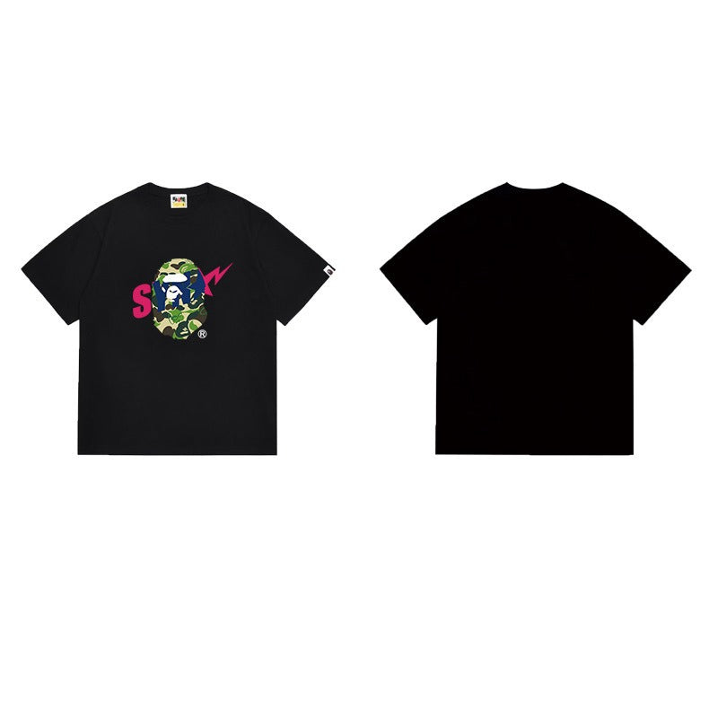 Bathing Shark and ape head print T Shirts NextBlock