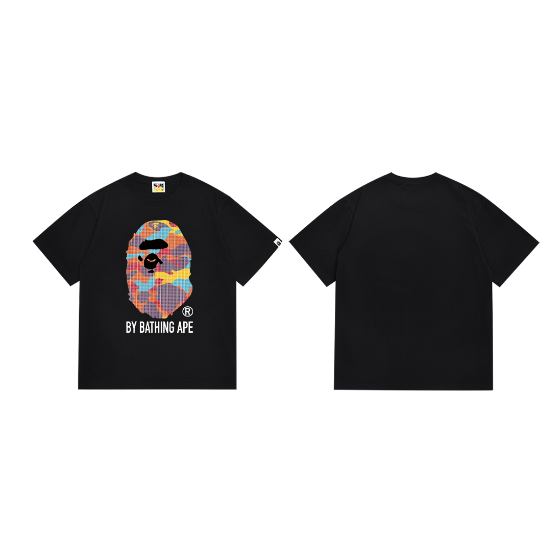 Bathing Shark and ape head print T-Shirt NextBlock
