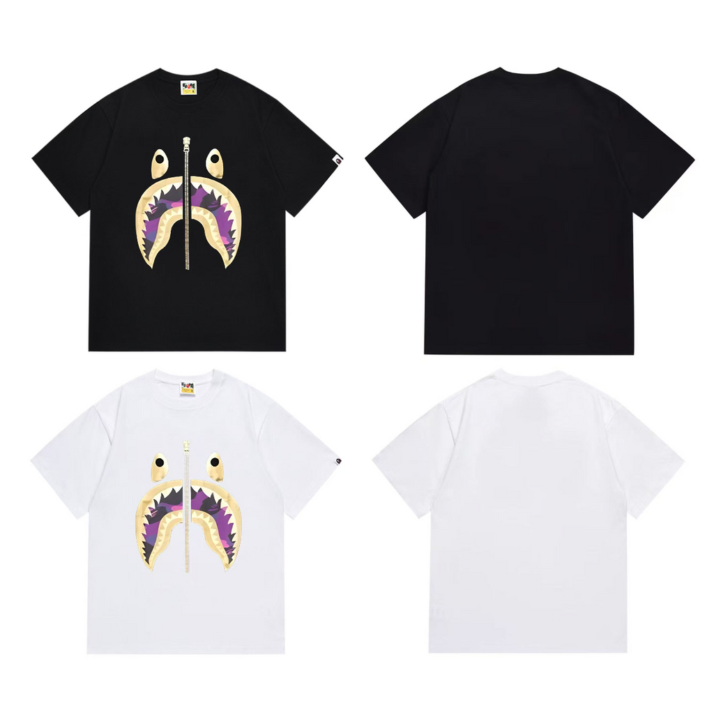 Bathing Shark and ape head print T-Shirt NextBlock