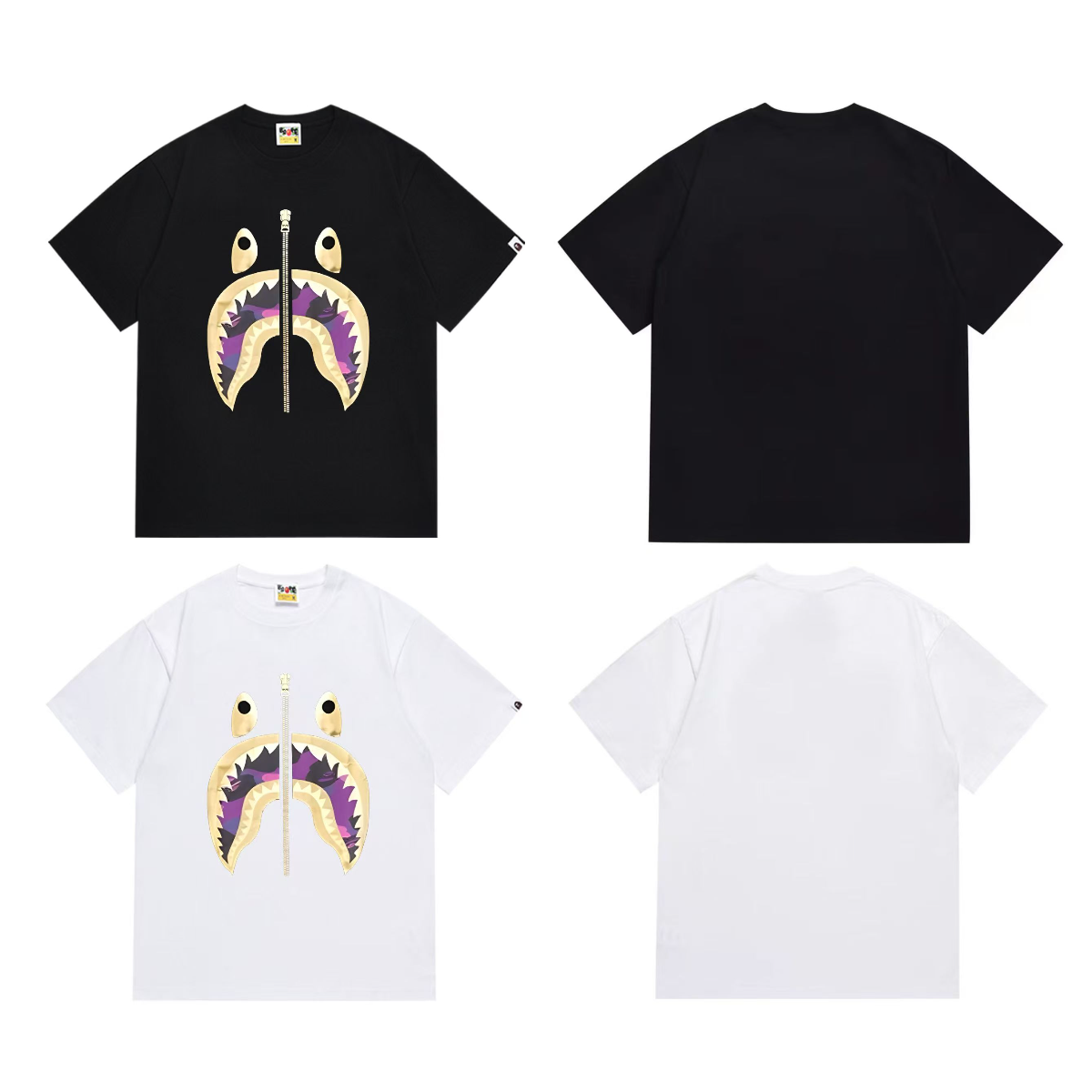 Bathing Shark and ape head print T-Shirt NextBlock