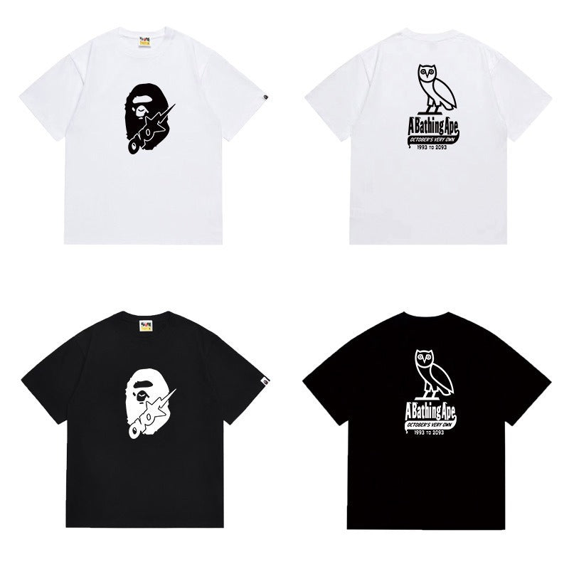 Bathing Shark and ape head print T Shirts NextBlock