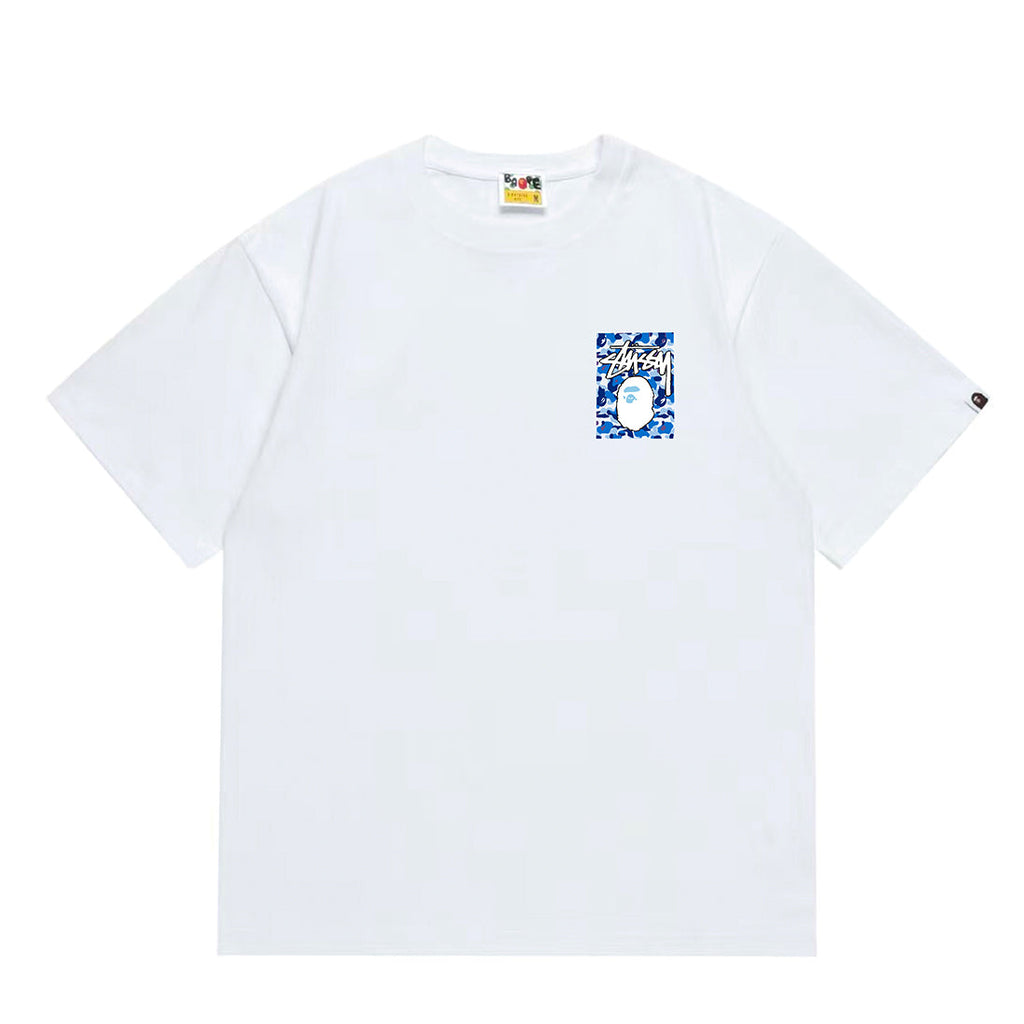 Bathing Shark and ape head print T-Shirt NextBlock