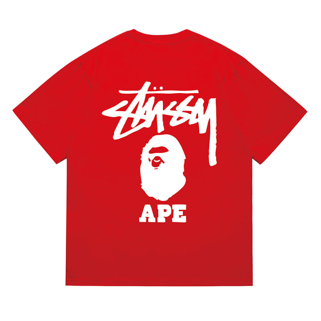 Bathing Shark and ape head print T-Shirt NextBlock