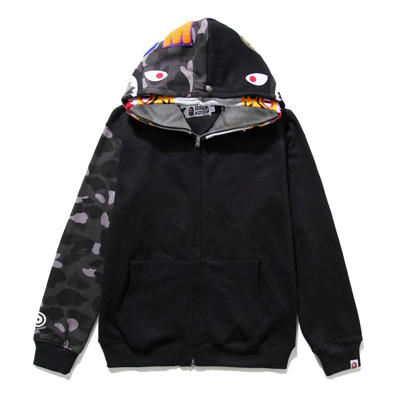 Bathing Shark and ape head print Hoodie Tiger Head Shark Double Hood Sweater Camouflage Hoodie Youth Hooded Sweater Casu NextBlock