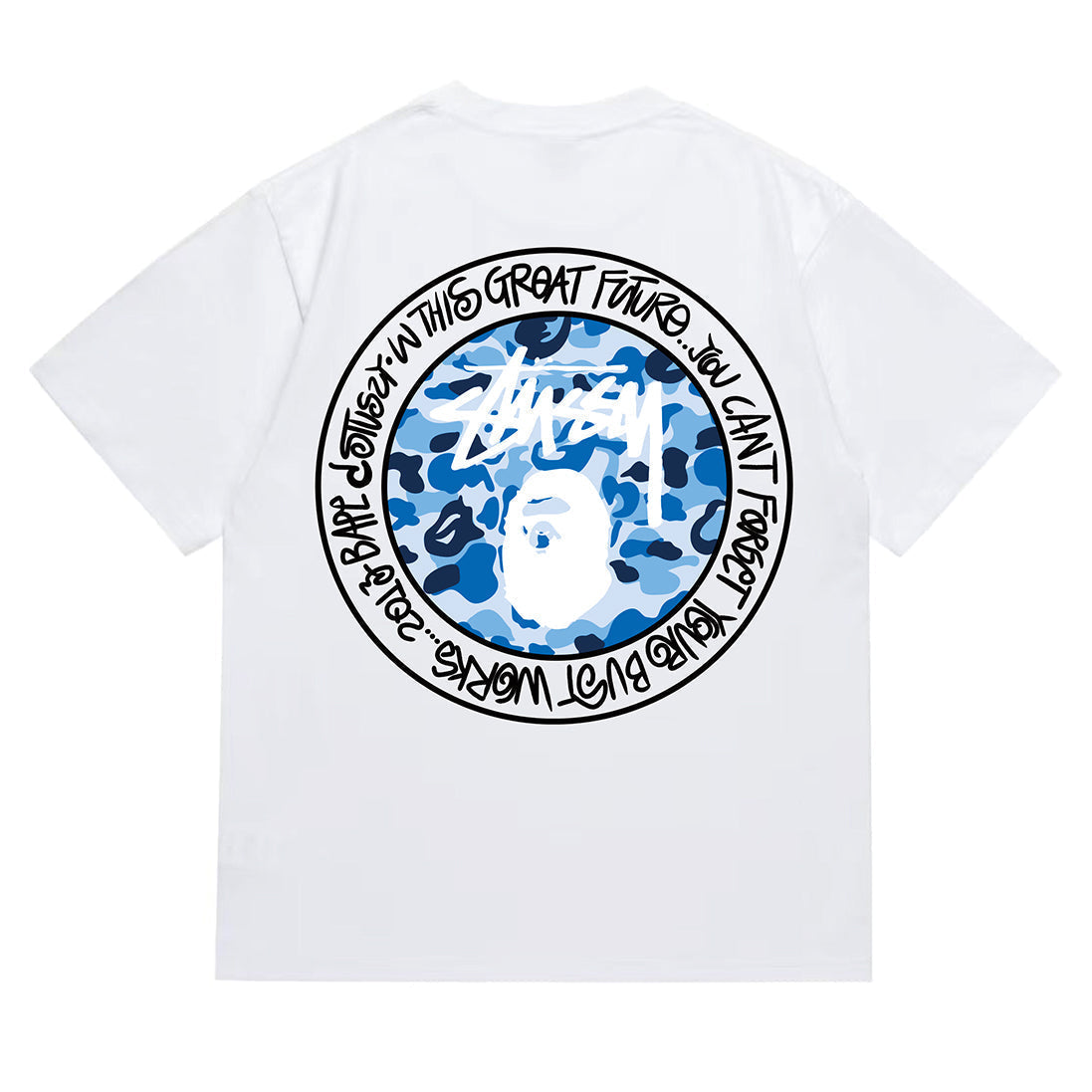 Bathing Shark and ape head print T-Shirt NextBlock