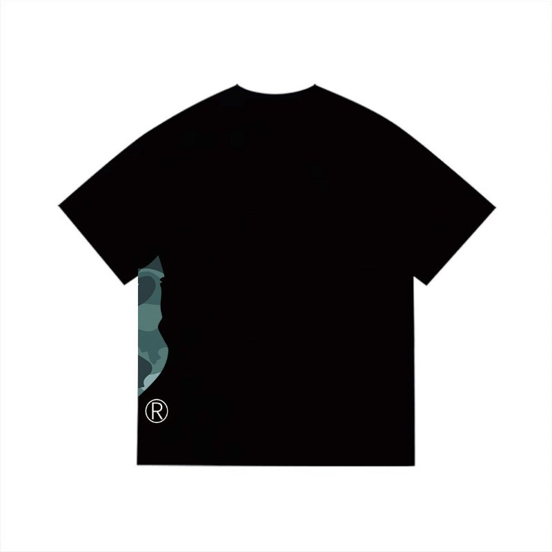 Bathing Shark and ape head print T Shirts NextBlock
