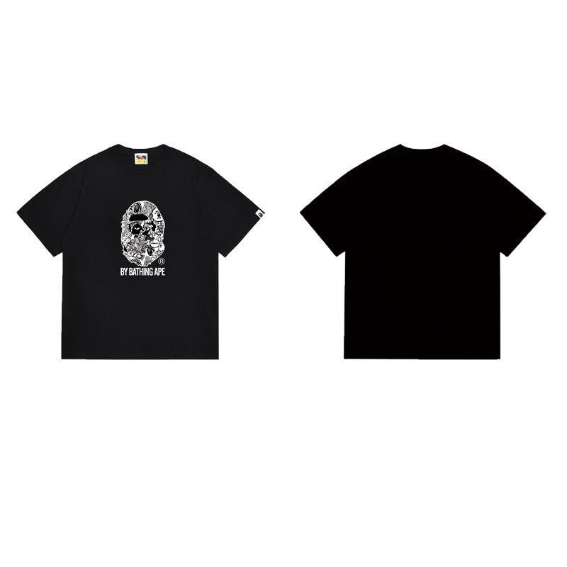 Bathing Shark and ape head print T Shirts NextBlock