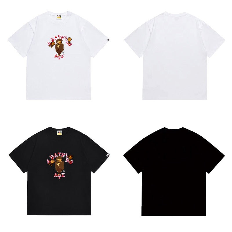 Bathing Shark and ape head print T Shirts NextBlock