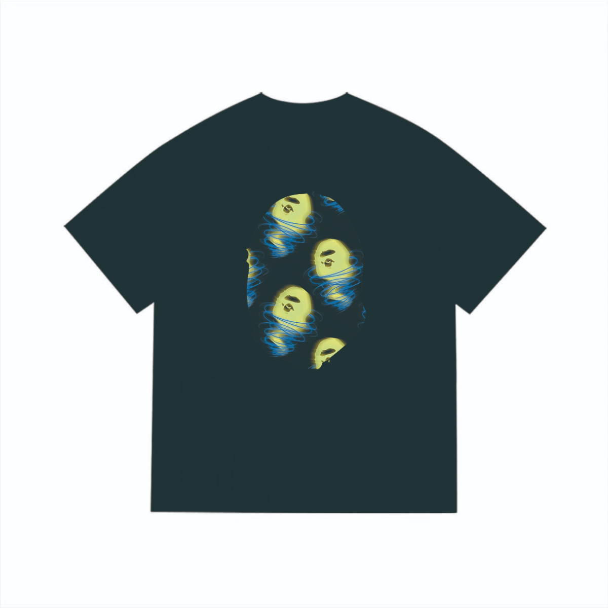 Bathing Shark and ape head print T-Shirt NextBlock