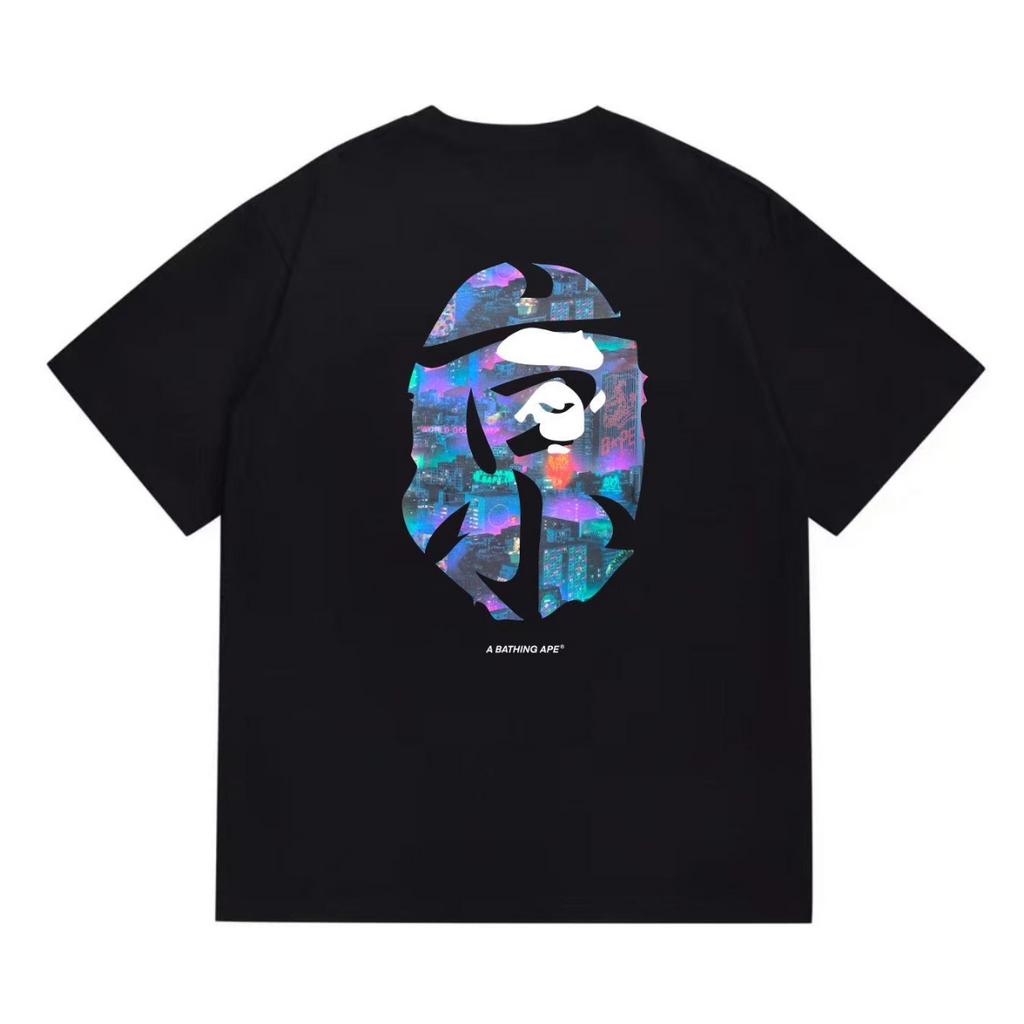 Bathing Shark and ape head print T-Shirt NextBlock