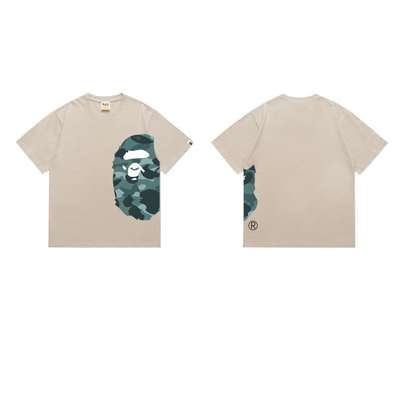 Bathing Shark and ape head print T Shirts NextBlock