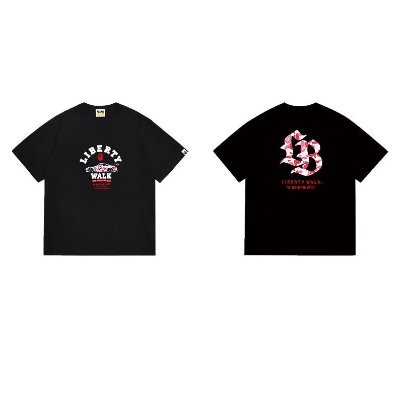 Bathing Shark and ape head print T Shirts NextBlock