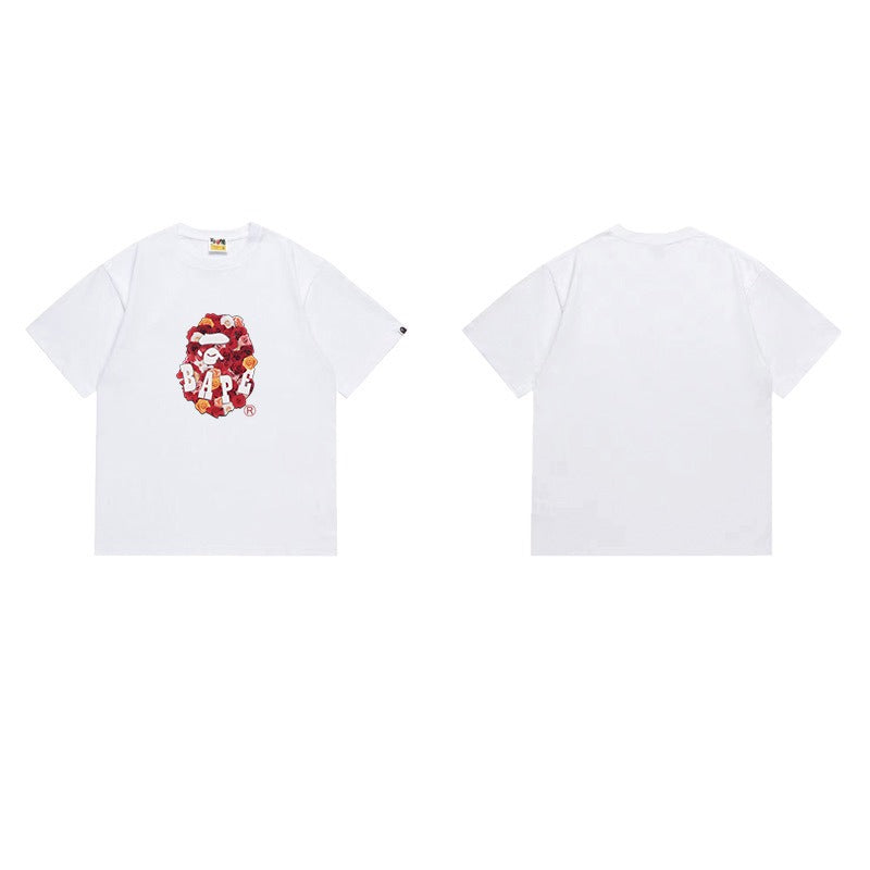 Bathing Shark and ape head print T Shirts NextBlock