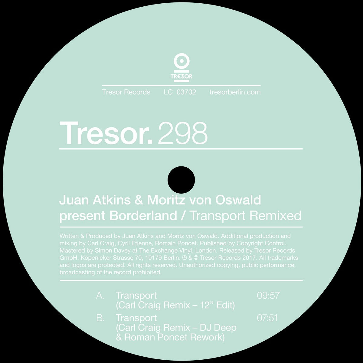 Juan Atkins & Moritz Von Oswald Present Borderland - Transport Remixed (12")